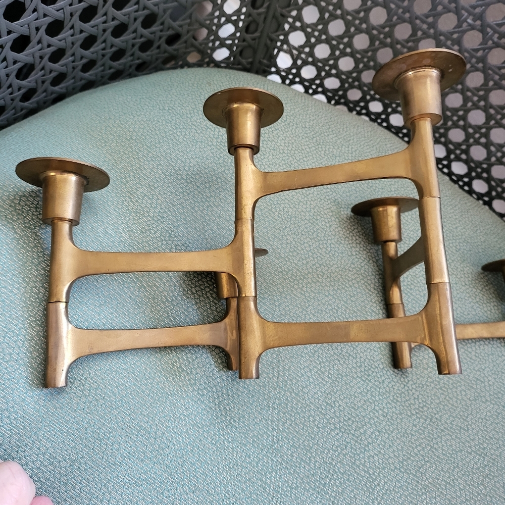 MID-CENTURY Modern Brass Articulating Danish Candle Holder - Picture 10 of 14